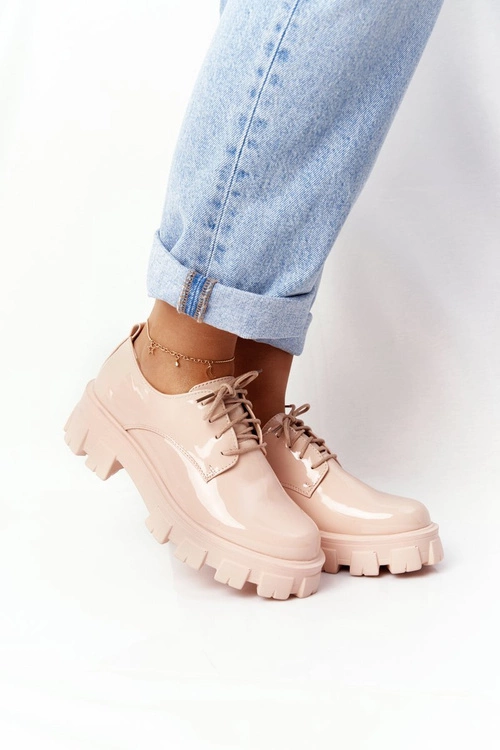 Damskie Półbuty Oxfordy Na Platformie Nude Imogen