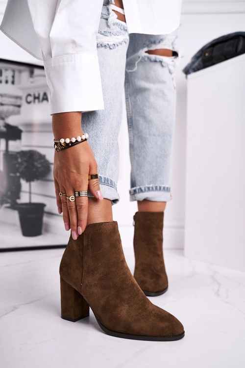 Botki Damskie Na Słupku Sergio Leone Oliwkowe BT508