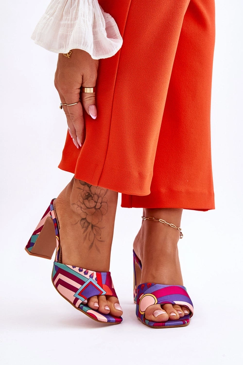 Damskie Klapki We Wzory Na Obcasie Fioletowe Adelise