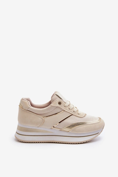 Damskie Buty Sportowe Sneakersy Na Platformie Beżowe Atnarama
