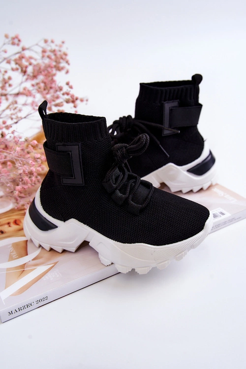Dziecięce Buty Sportowe Wysoka Skarpeta Czarne Nickie