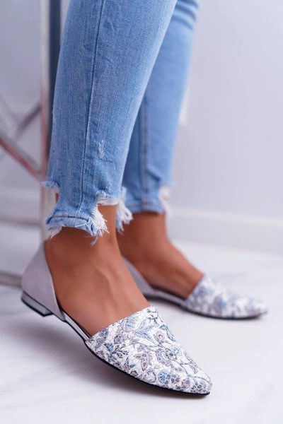 Baleriny Laura Messi 1110 Skóra Szare Augure