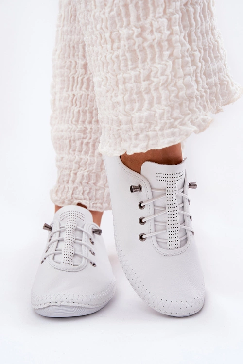 Skórzane Półbuty Damskie Artiker 54C0838 Białe