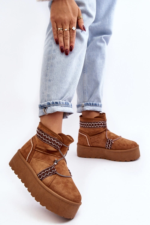 Damskie Śniegowce Na Grubej Podeszwie Z Wiązaniem Camel Milson