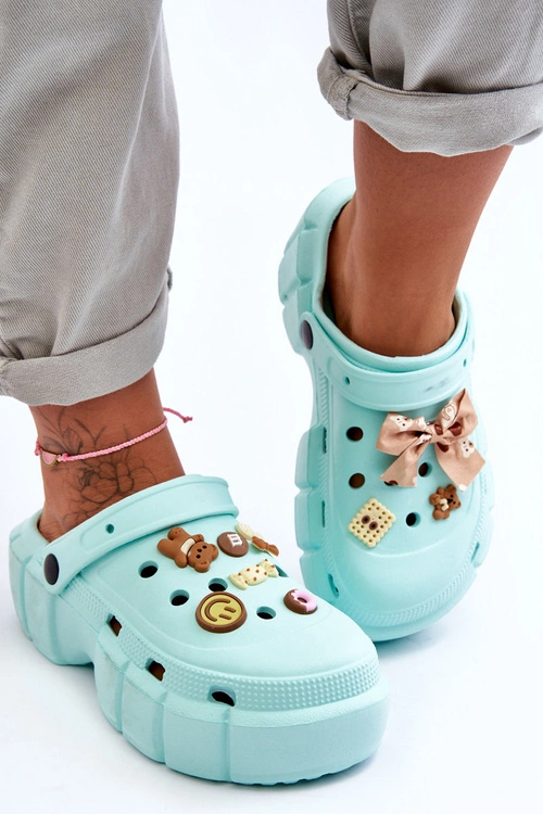 Damskie Piankowe Klapki Kroksy Z Ozdobami Zielone Marlett