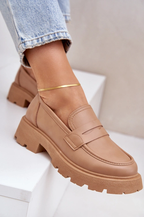 Mokasyny Damskie Z Eko Skóry Beżowe Sendall