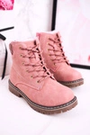 Dziecięce Botki Traperki Ocieplone Futerkiem Różowe London