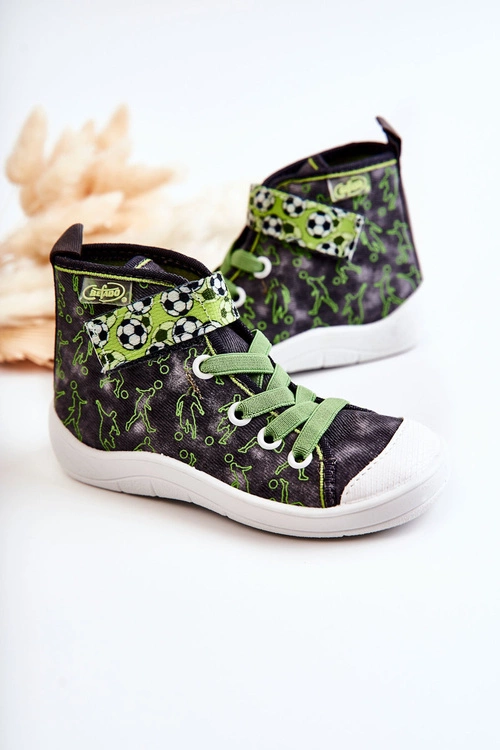 Wysokie Dziecięce Trampki Piłkarz Befado 268X070 Szaro-Zielone