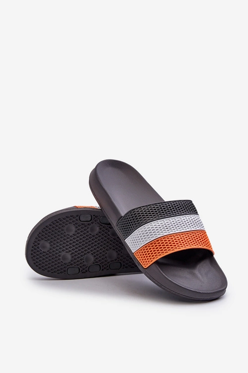 Klasyczne Klapki Męskie Z Paskami Szare Sylri