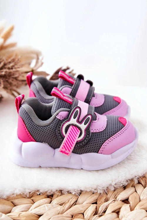 Dziecięce Sportowe Buty Na Rzep Befado 516P091 Szaro-Różowe