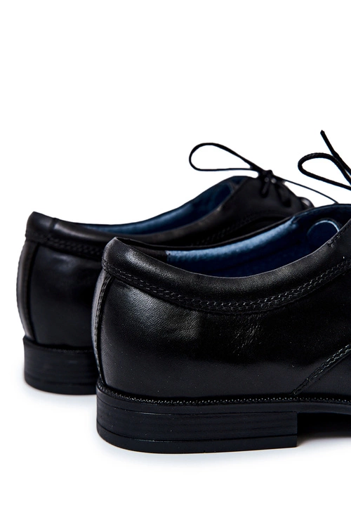 Męskie Półbuty Bednarek Eleganckie Skórzane Czarne Gaspare