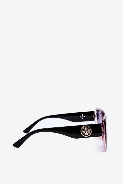 Damskie Klasyczne Okulary Przeciwsłoneczne Z Ozdobnymi Detalami UV400 Czarno-Różowe