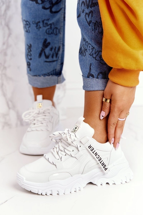 Damskie Sneakersy Na Masywnej Podeszwie Białe Laugh