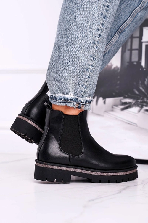 Botki damskie sztyblety czarne Stiletto