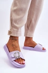 Damskie Klapki Na Platformie Z Ozdobą Fioletowe Beneca
