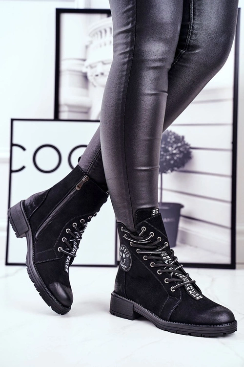 Botki Damskie Ocieplane Czarne Aspen