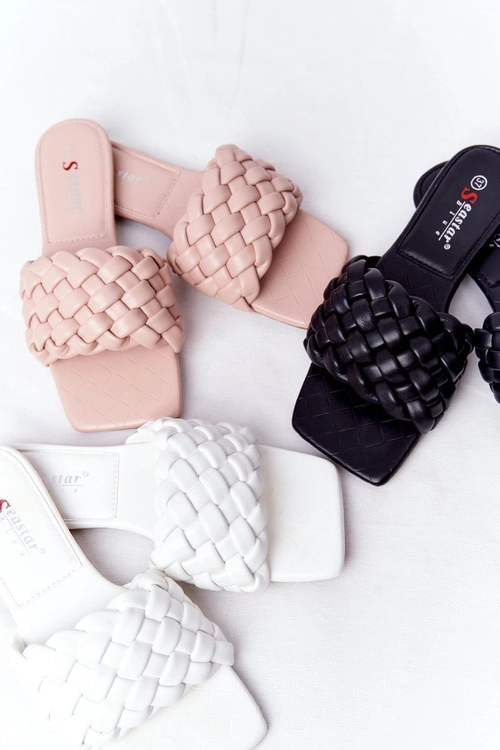 Damskie Plecione Klapki Białe Cheryl