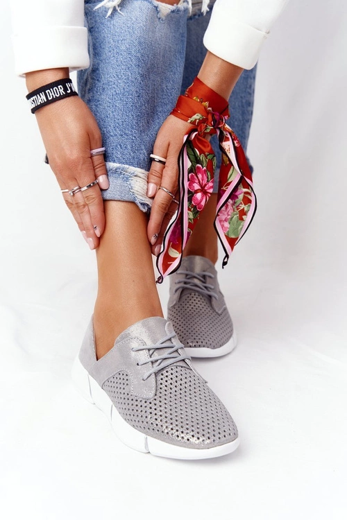 Damskie Skórzane Sportowe Buty Szare Day Trip