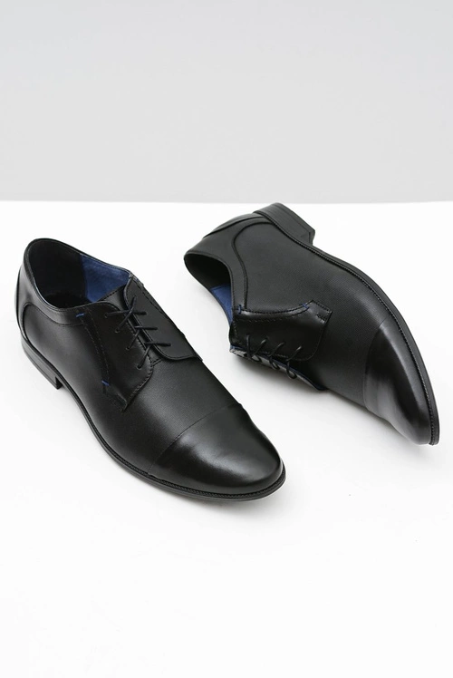 Skórzane Męskie Wizytowe Czarne Półbuty Leopoldo