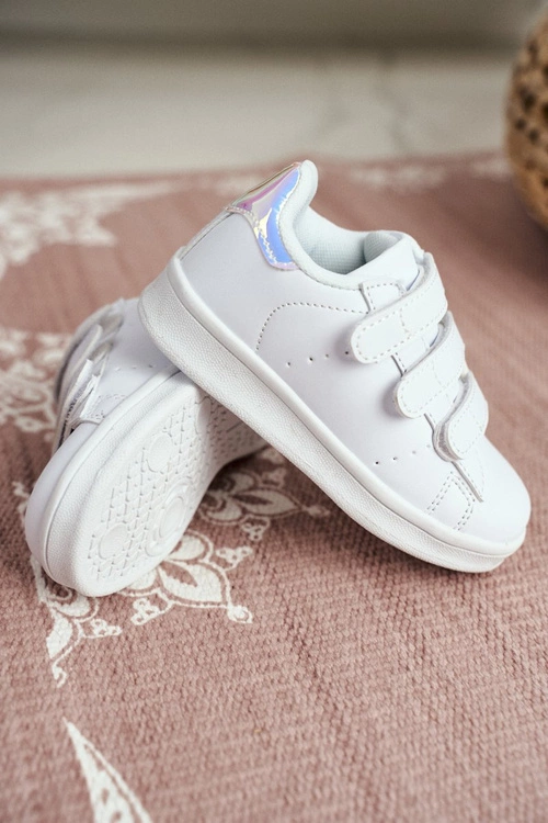Dziecięce Sportowe Buty Na Rzepy Biało-Srebrne Fifi