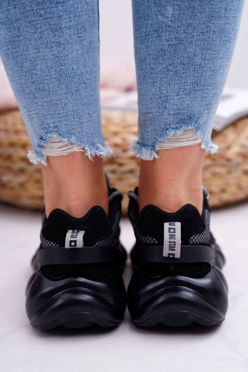 Damskie Sportowe Obuwie Big Star by Daniel Lopez Czarno Szare FF274A553