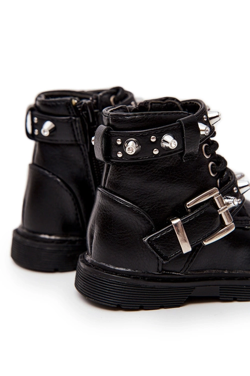 Dziecięce Botki Ocieplane Futerkiem Czarne Flossie