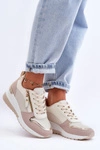 Damskie Sneakersy Na Koturnie Beżowo-Białe Sivan