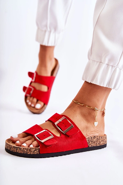 Damskie Klapki Wsuwane Czerwone Misandei