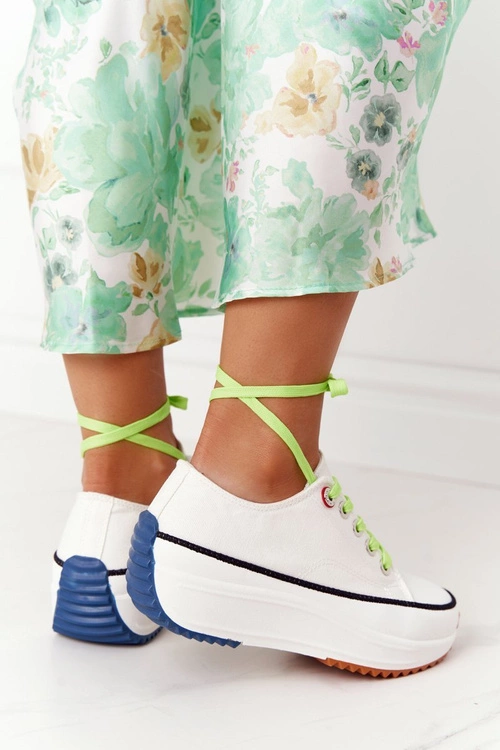 Damskie Trampki Na Platformie Białe Electric Love
