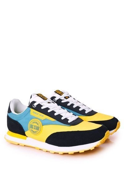 Męskie Sportowe Buty Memory Foam Big Star HH174249 Żółto-Niebieskie