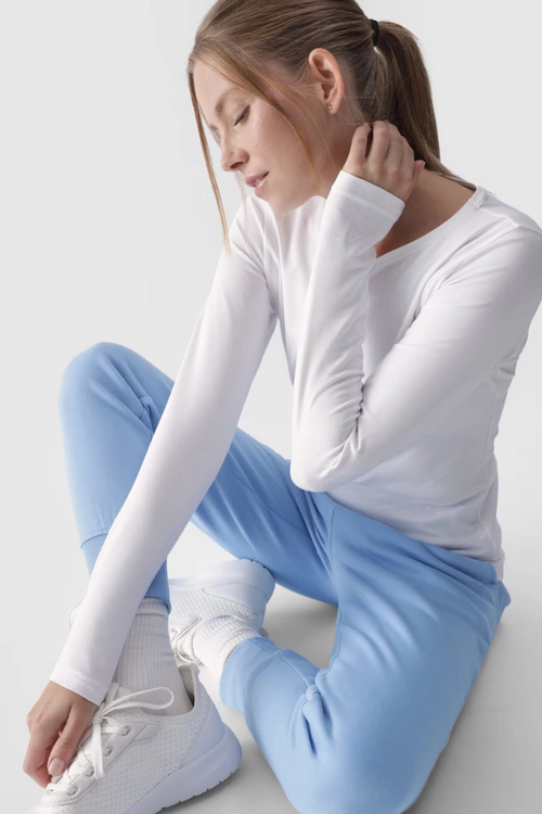 Gładka Koszulka Z Długim Rękawem Longsleeve 4F 4FWMM00TLONF376-10S Biała