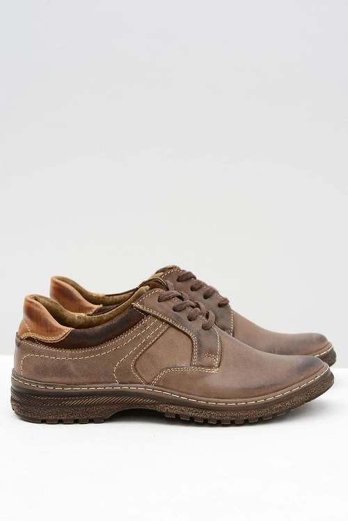 Męskie Brązowe Półbuty Ernesto Skóra Naturalna