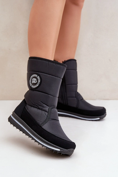 Damskie Śniegowce Na Zamek Progress PROGJ-21-09 Czarne