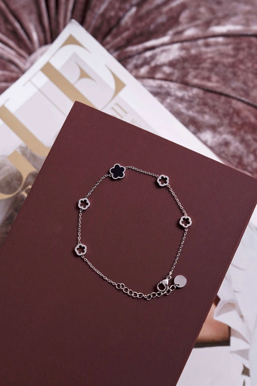 Damska Bransoleta Celebrytka Srebrna Koniczynka