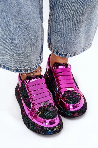 Damskie Zdobione Sneakersy Na Platformie GOE NN2N4006 Czarne