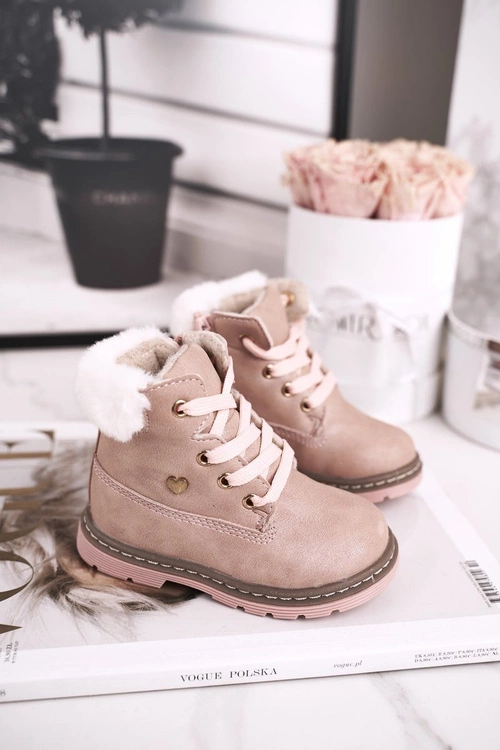Dziecięce Ocieplane Trapery Botki Różowe Maestro