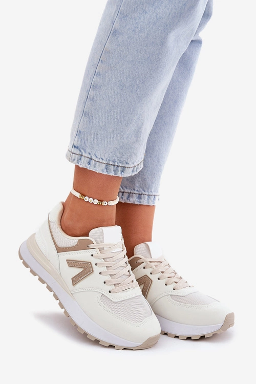 Buty Sportowe Damskie Z Eko Skóry Beżowe Berieta