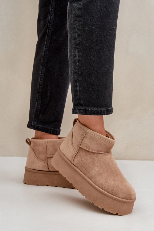 Damskie Śniegowce Na Platformie Ciemnobeżowe Ninala