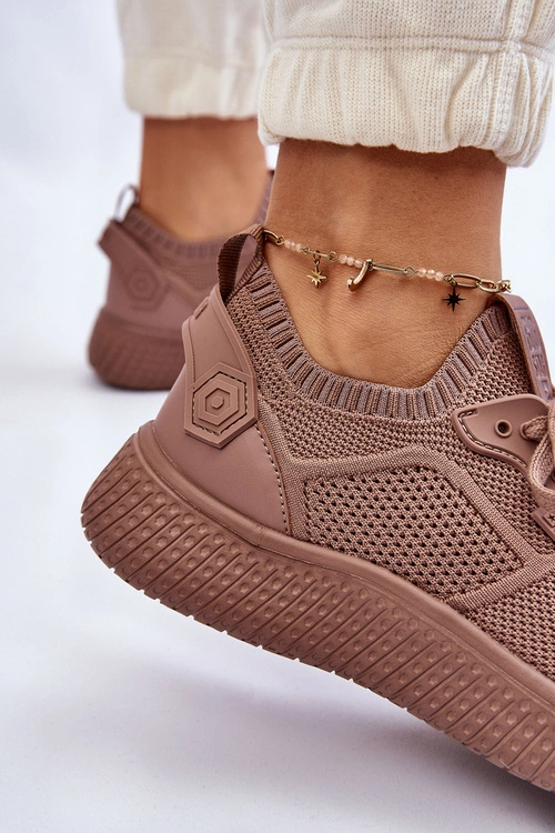 Damskie Wygodne Sneakersy Memory Foam System Big Star LL274416 Jasnobrązowe