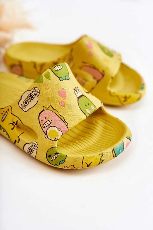 Lekkie Dziecięce Klapki Dinozaury Żółte Astro