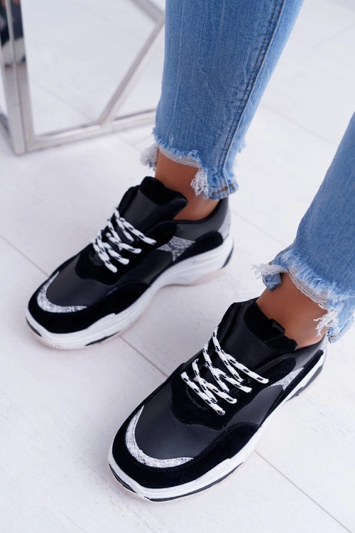 Sportowe Damskie Buty Gruba Podeszwa Czarne Remember