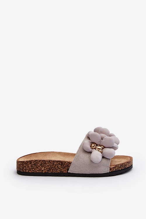 Klapki Damskie Z Ozdobami Szare Bunlia