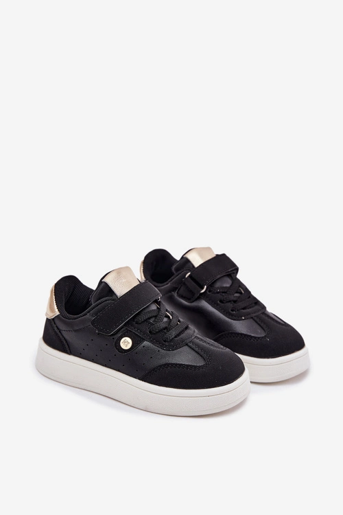 Buty Sportowe Sneakersy Dziewczęce Na Rzep Czarne Zarina