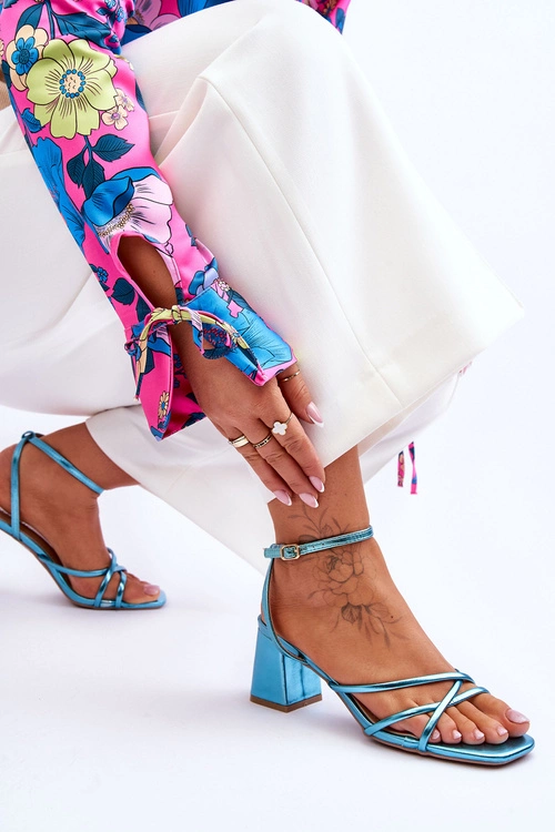 Modne Sandałki Na Obcasie Niebieskie Felisa