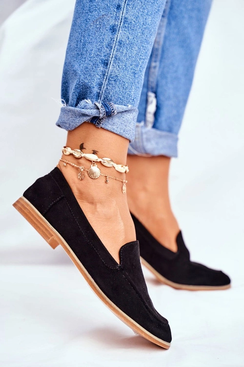 Damskie Półbuty Wsuwane Zamszowe Czarne Twinky