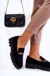Zamszowe Półbuty Z Łańcuszkiem Czarne Anne