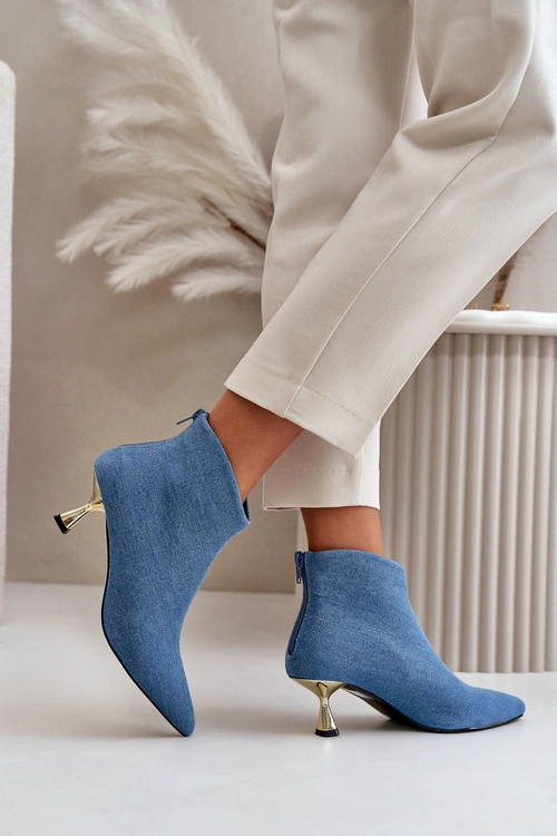 Botki Jeansowe Damskie Na Szpilce Niebieskie Terlena