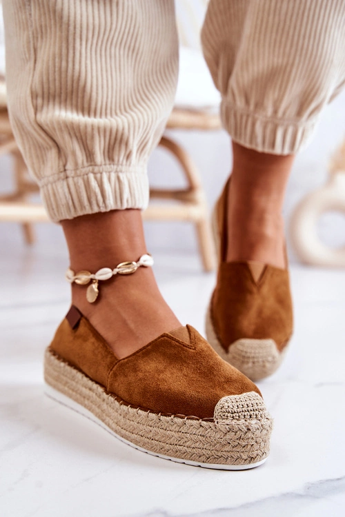 Zamszowe Espadryle Wsuwane Camel Lesley