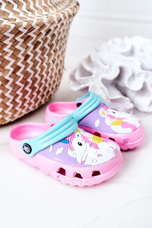 Dziecięce Piankowe Klapki Kroksy Z Jednorożcem Różowe
