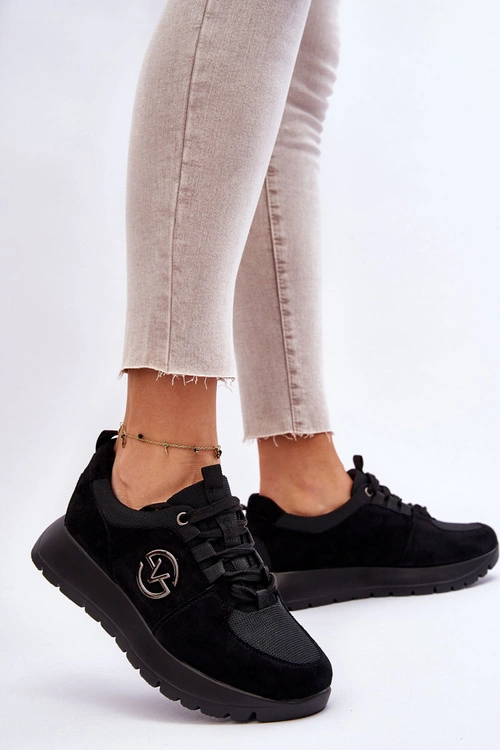 Damskie Buty Sportowe Na Platformie Czarne Aisha